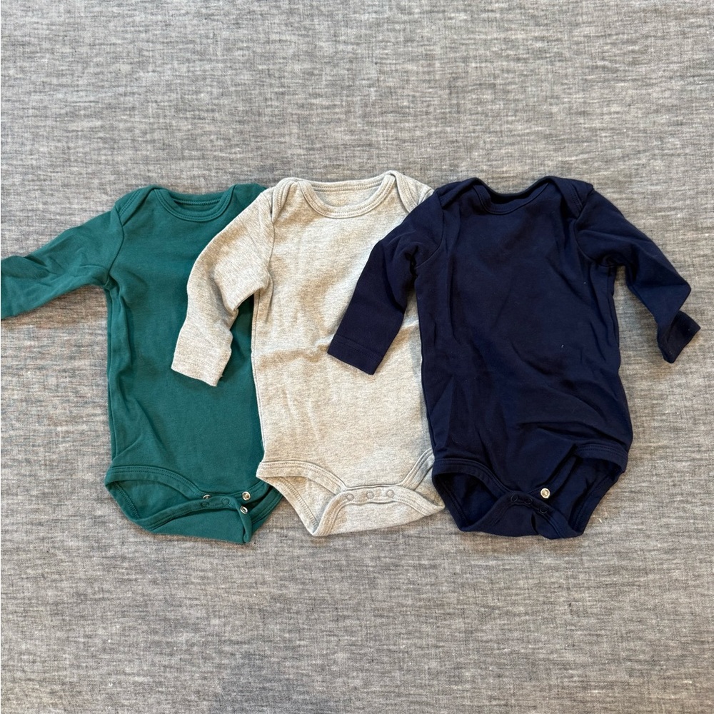 Primary long sleeve bodysuits - green/gray/navy